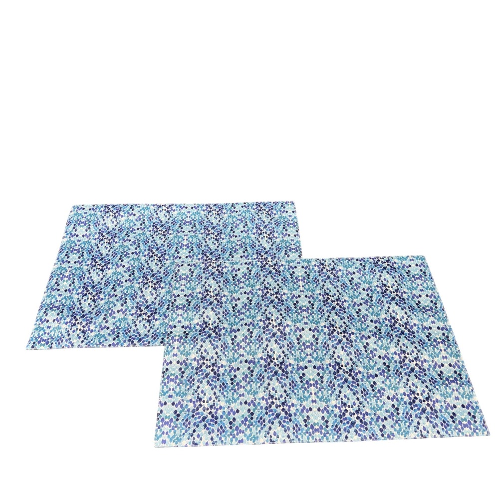 Trina Turk Placemats 13"x18" Mosaic Blue Table Decor Set of 2 CLEAN Boho Coastal